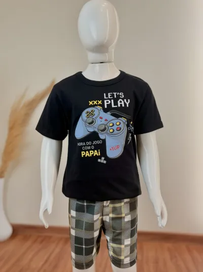 PIJAMA MASCULINO INFANTIL SEM MANGA+SHORTS