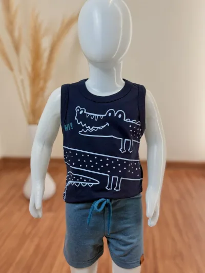 CONJUNTO MASCULINO INFANTIL REGATA+BERMUDA