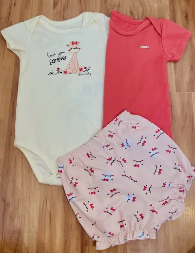 KIT FEMININO INFANTIL 2BODY+SHORTS