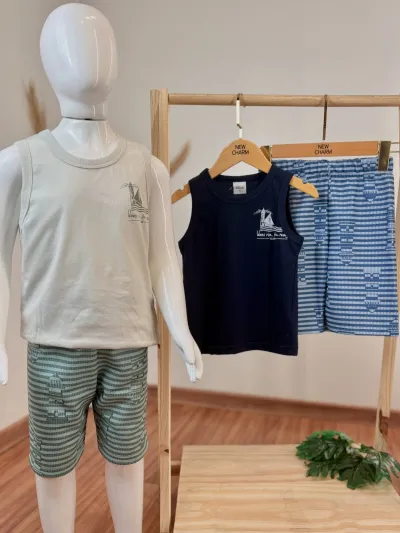CONJUNTO MASCULINO INFANTIL REGATA+SHORTS