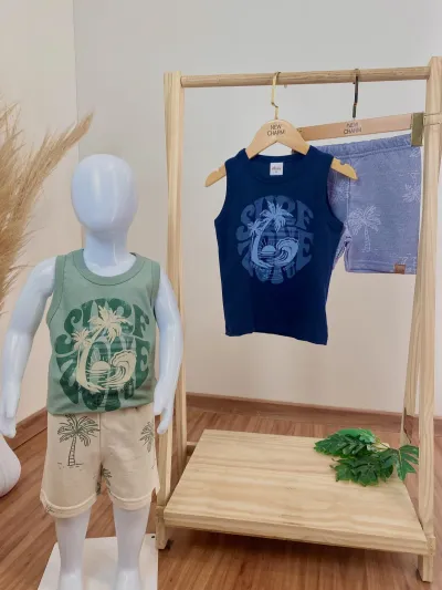 CONJUNTO MASCULINO INFANTIL REGATA+SHORTS