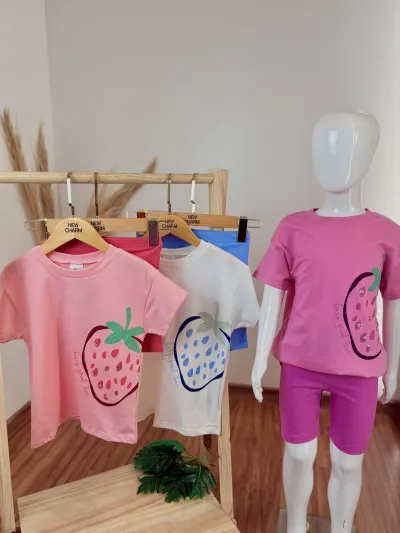CONJUNTO FEMININO INFANTIL SEM MANGA+SHORTS