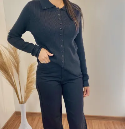 POLO FEMININO ADULTO MANGA LONGA TRICO