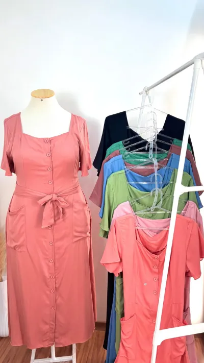 VESTIDO FEMININO SEM MANGA MIDI
