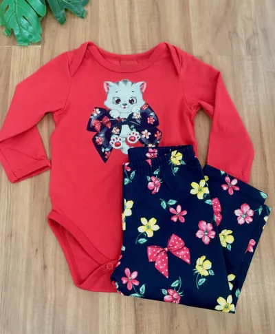CONJUNTO BODY FEMININO INFANTIL MANGA LONGA R100