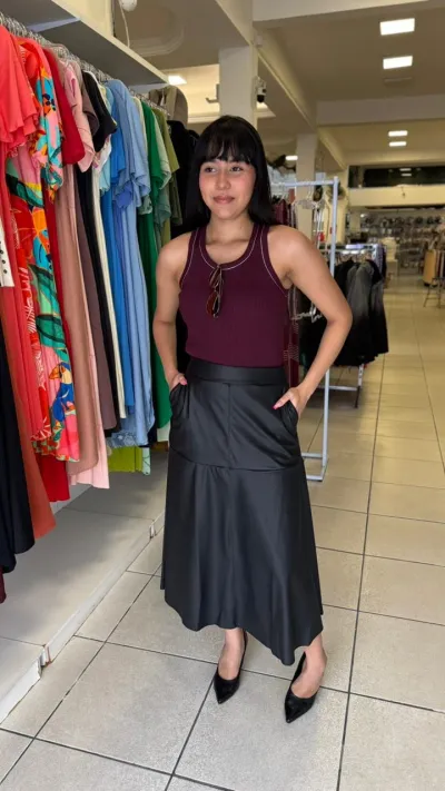 SAIA FEMININO ADULTO MIDI COURINO