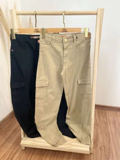 CALÇA FEMININO INFANTIL WIDE LEG CARGO