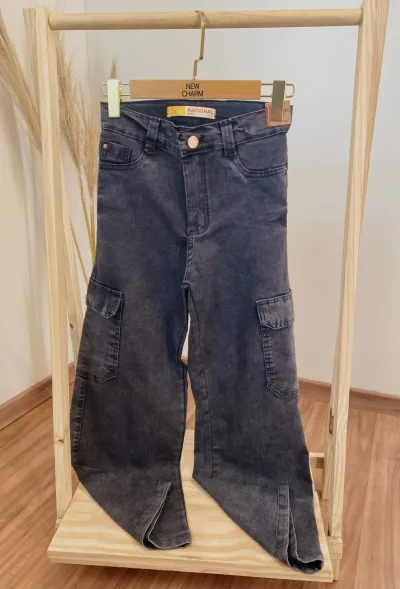 CALÇA FEMININO INFANTIL WIDE LEG CARGO