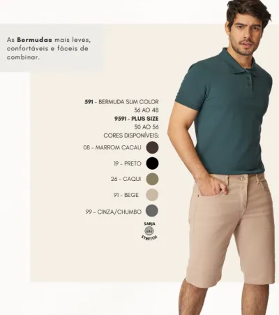 BERMUDA MASCULINO ADULTO SLIM