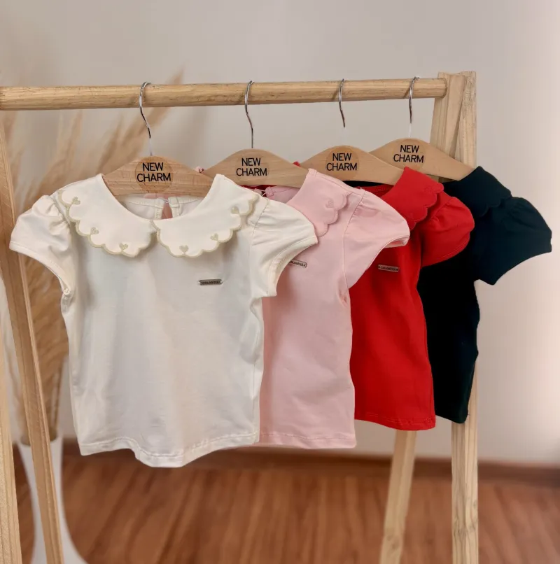 BLUSA FEMININO INFANTIL SEM MANGA COM GOLA