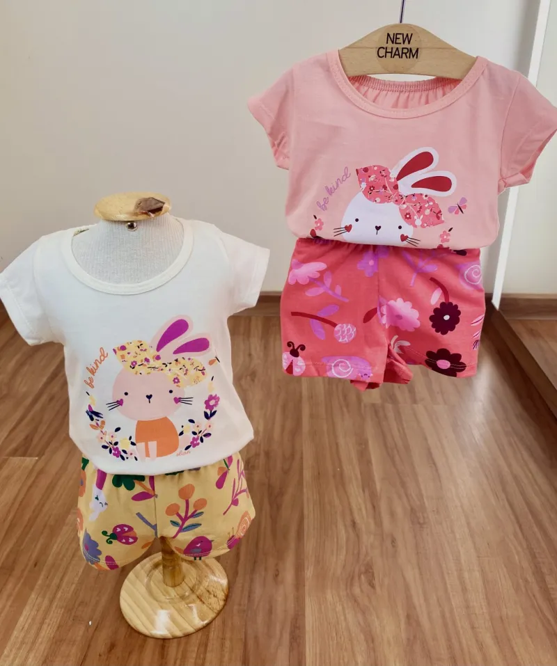 CONJUNTO FEMININO INFANTIL SEM MANGA+SHORTS