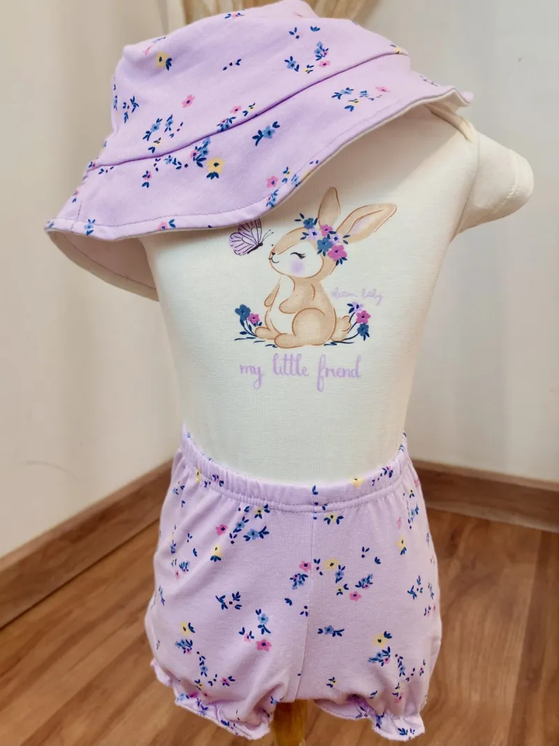 KIT FEMININO INFANTIL BODY+SHORTS+CHP
