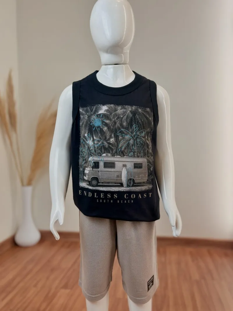 CONJUNTO MASCULINO INFANTIL REGATA+SHORTS