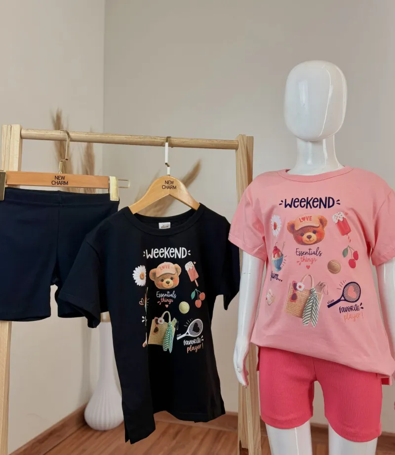 CONJUNTO FEMININO INFANTIL SEM MANGA+SHORTS