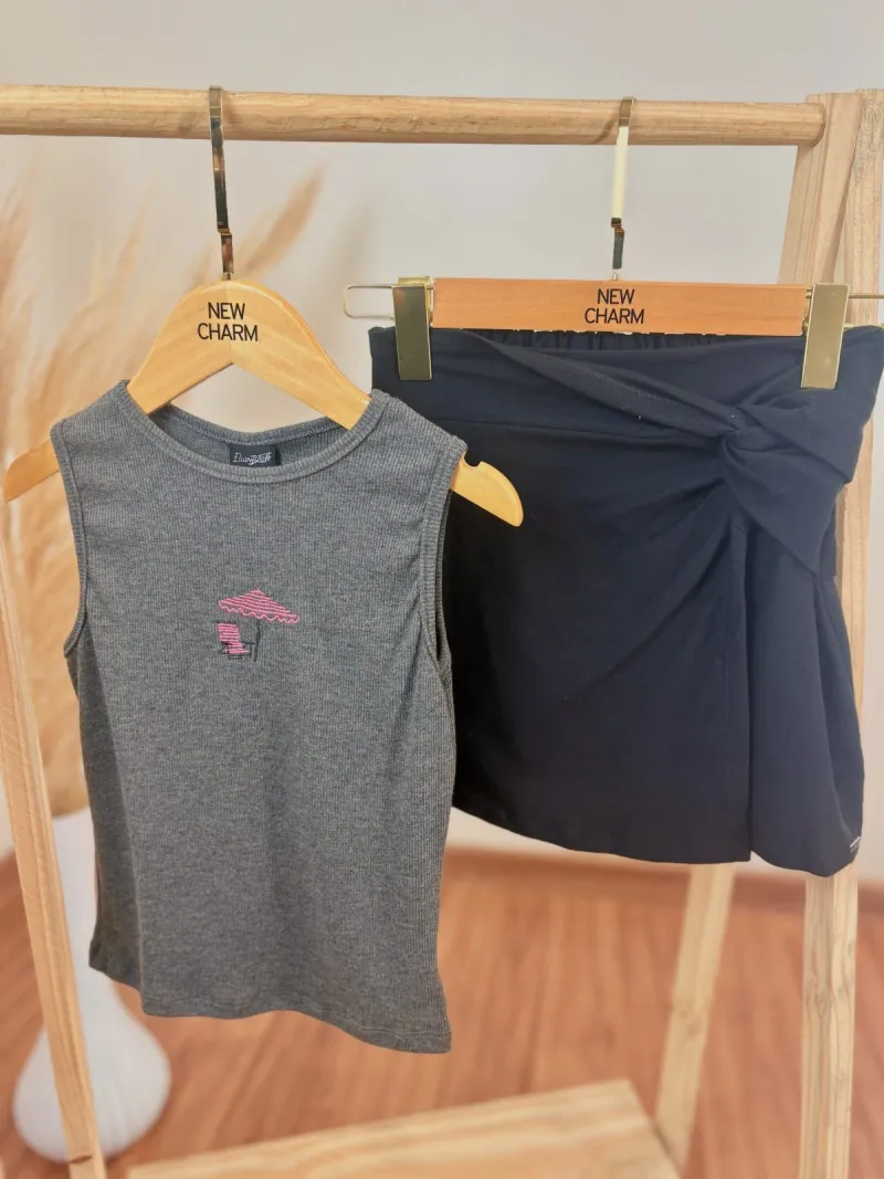 CONJUNTO FEMININO INFANTIL REGATA+SAIA