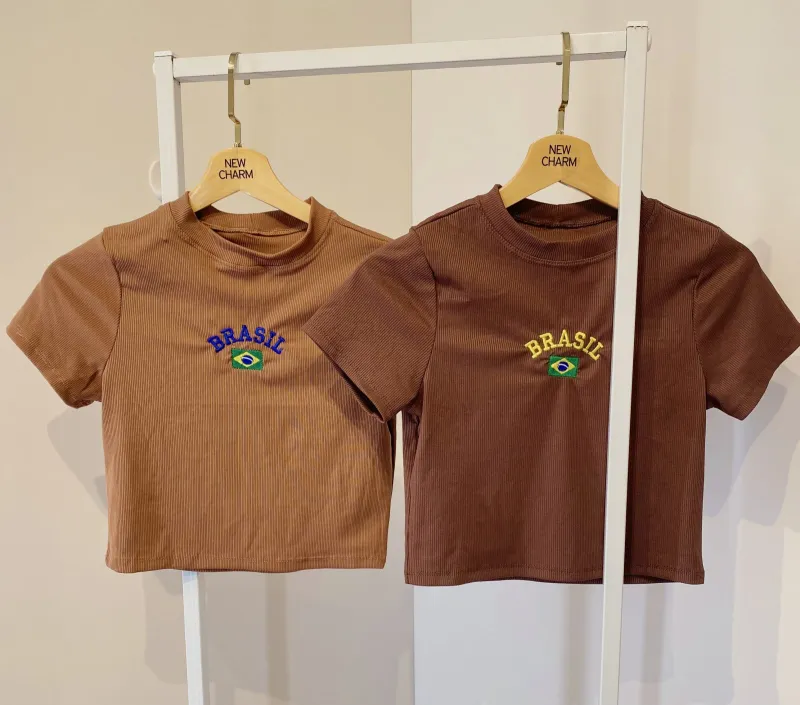 CROPPED FEMININO ADULTO SEM MANGA BRASIL CANELADO