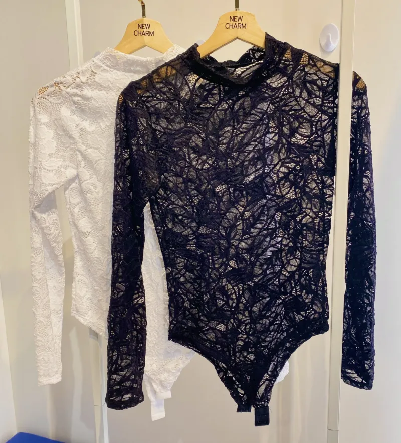 BODY FEMININO ADULTO MANGA LONGA RENDA