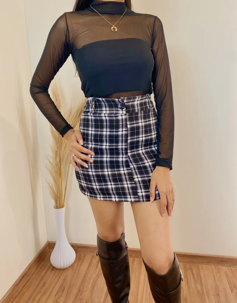 SHORTS SAIA FEMININO ADULTO CURTO XADREZ