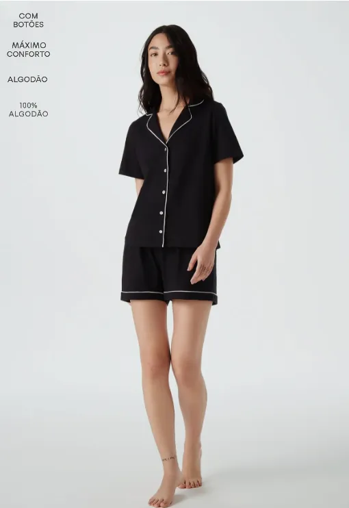 PIJAMA FEMININO ADULTO SEM MANGA+SHRT