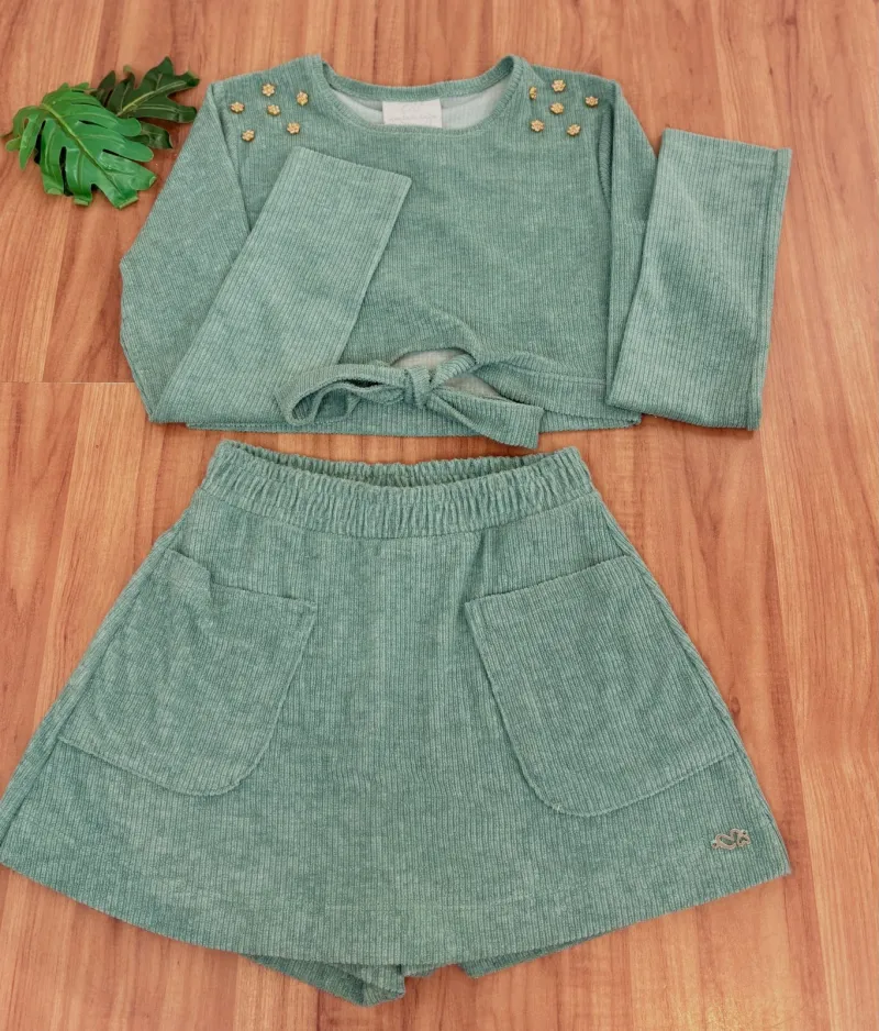 CONJUNTO FEMININO INFANTIL MANGA LONGA+ SAIA R48