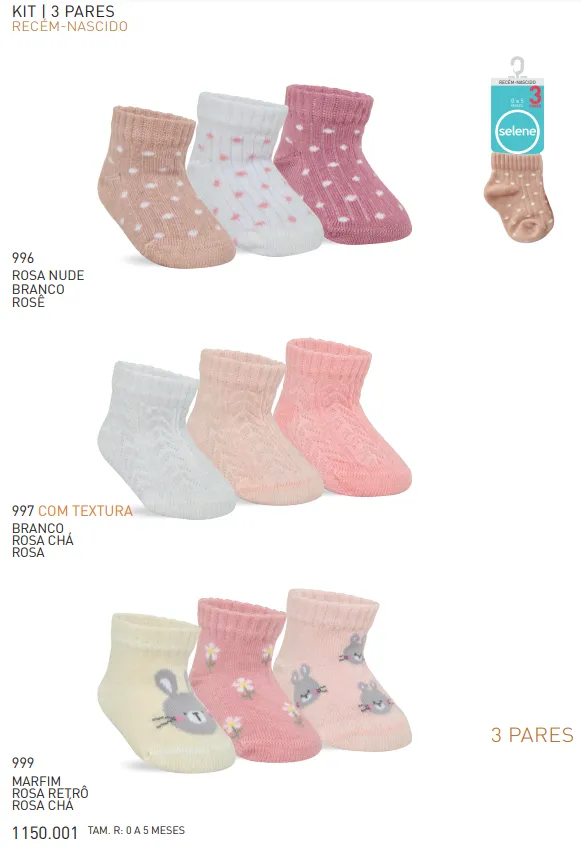 KIT MEIA FEMININO BABY R132