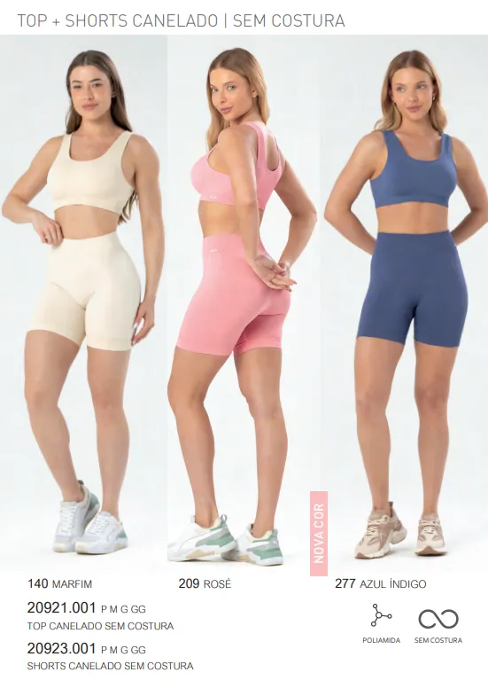 SHORTS FEMININO ADULTO FITNESS S/COSTURA